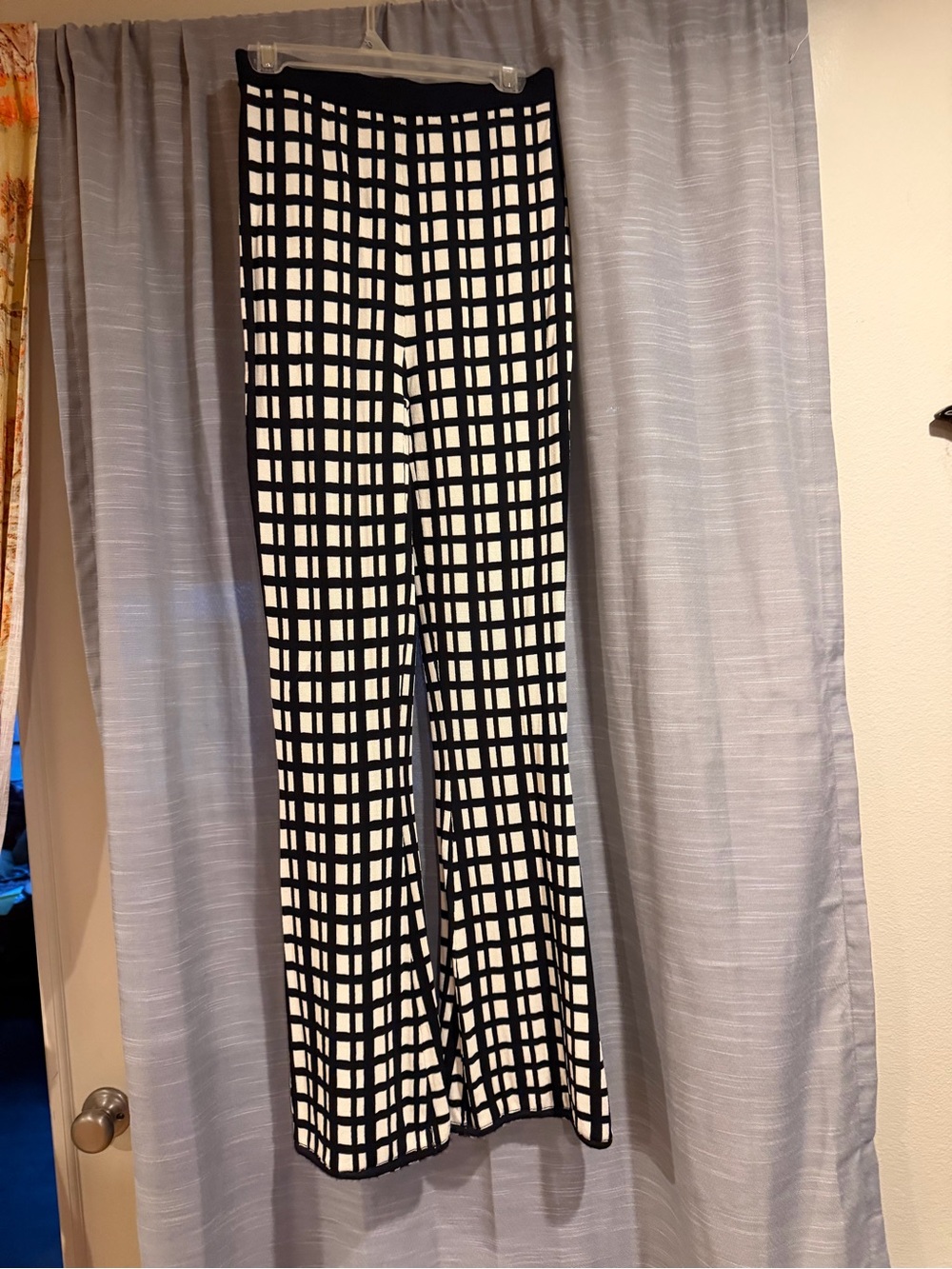 Simon Miller Black & White Grid Boot-Cut Pants